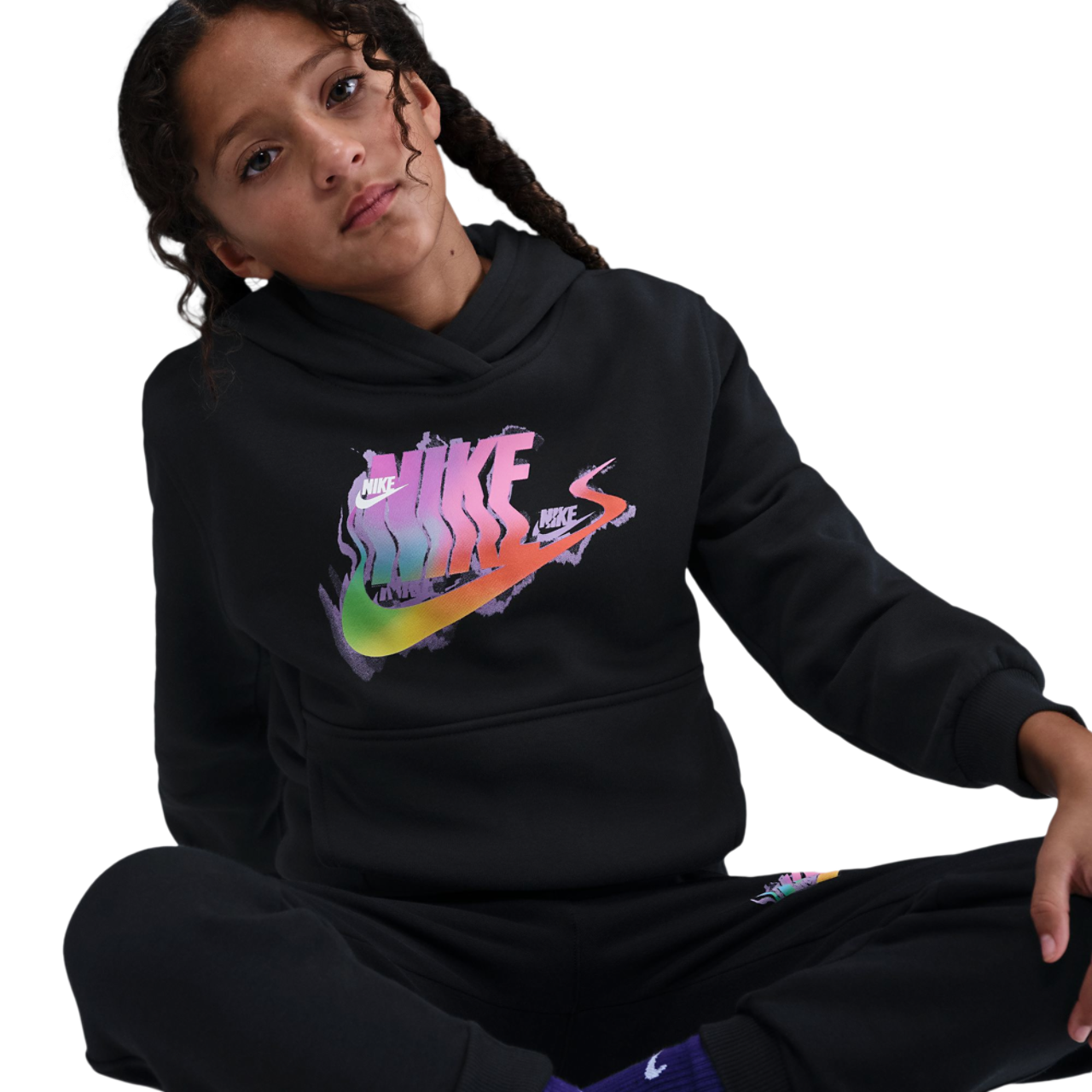 Nike NSW Glitch Club Fleece Hoodie Image 1 of 3. Tap to open photo gallery.