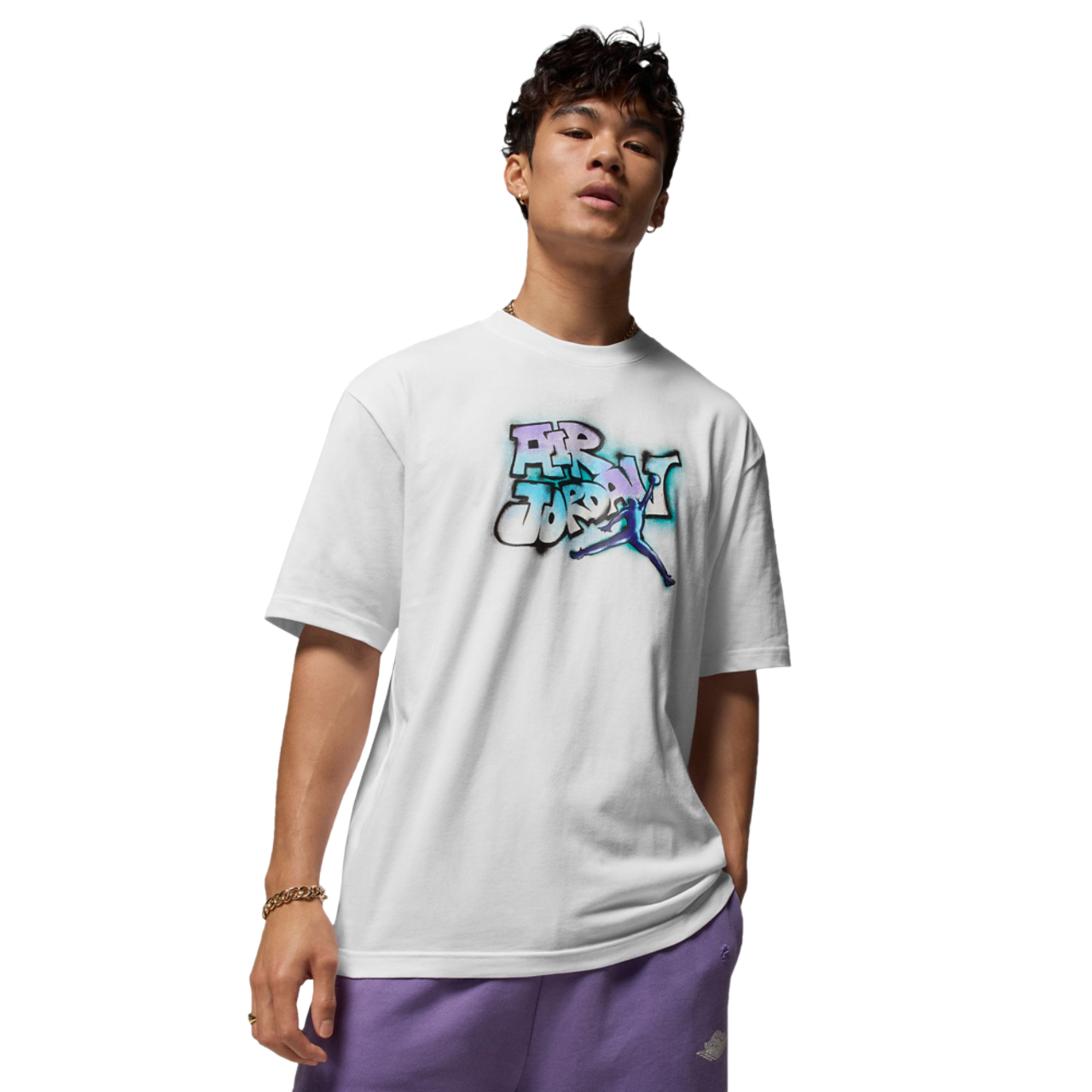 Jordan AJ 5 Grape 85 Crew T-Shirt Image 1 of 6. Tap to open photo gallery.