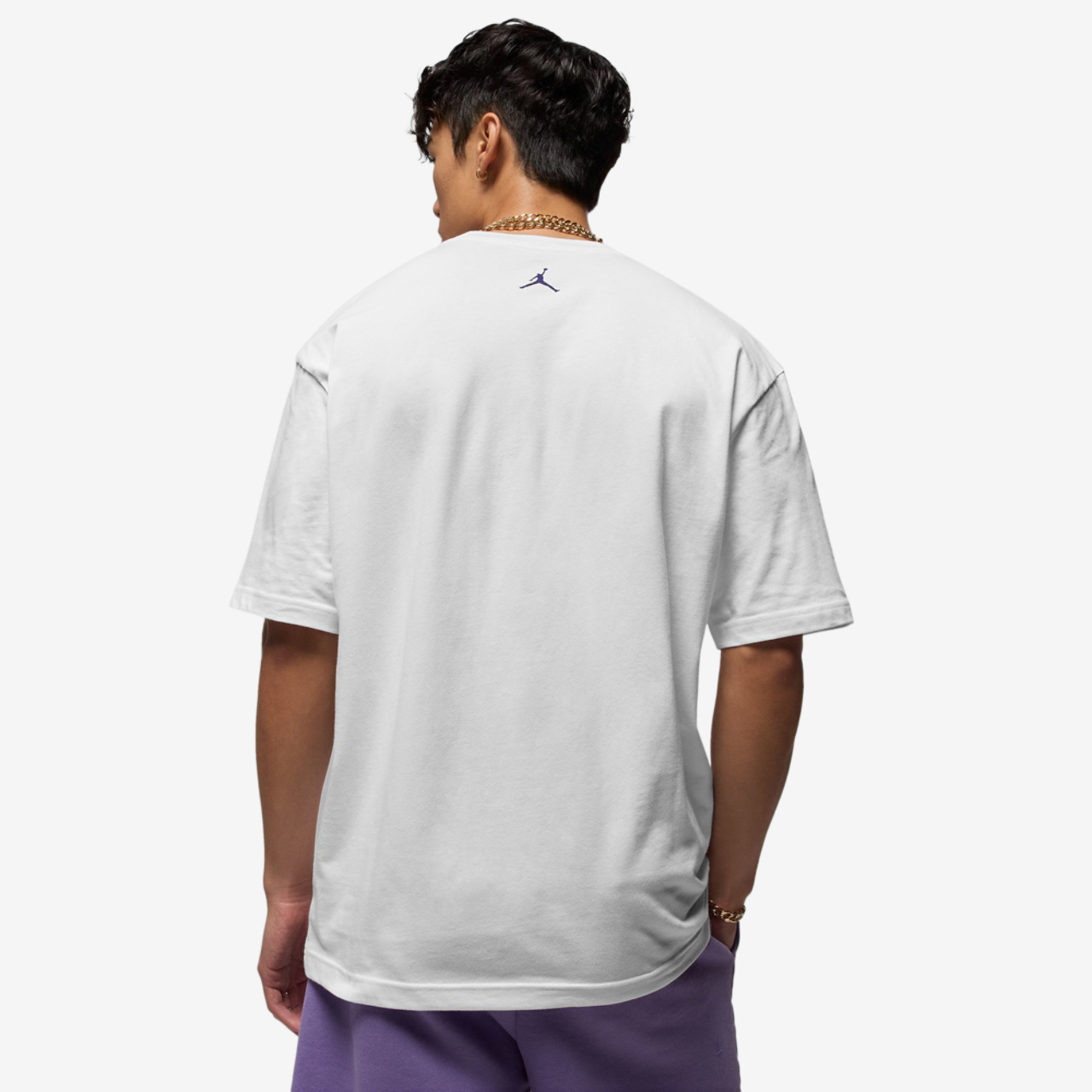 Jordan AJ 5 Grape 85 Crew T-Shirt Image 2 of 6. Tap to open photo gallery.
