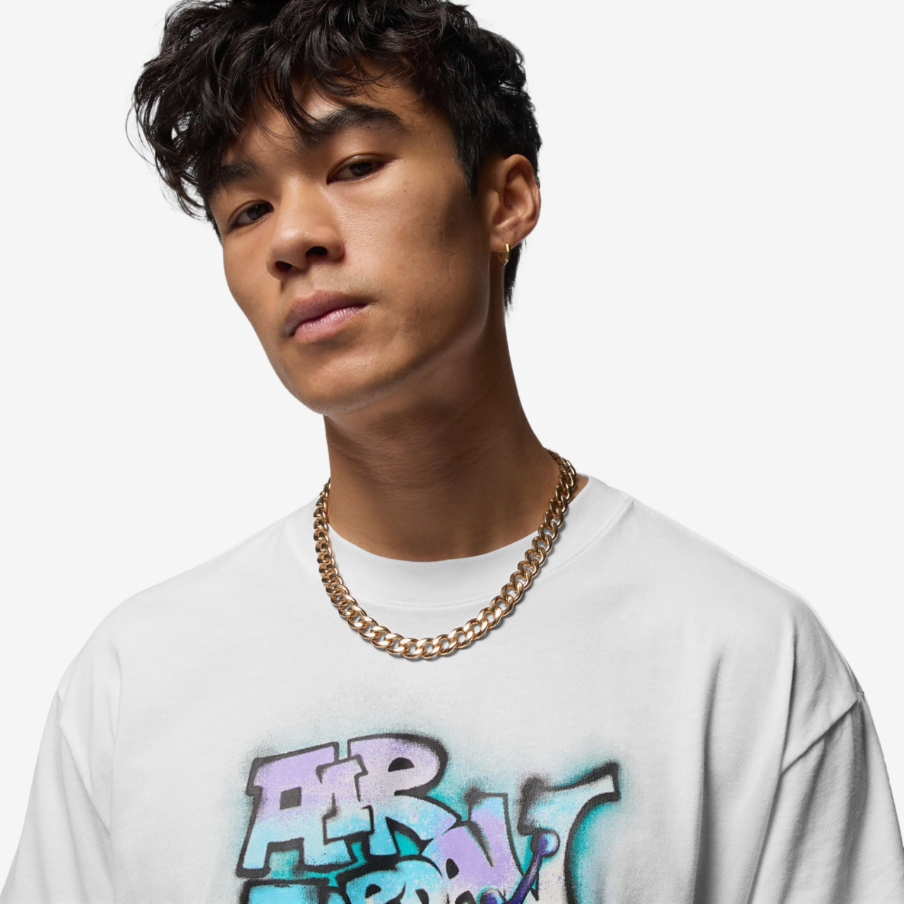 Jordan AJ 5 Grape 85 Crew T-Shirt Image 4 of 6. Tap to open photo gallery.