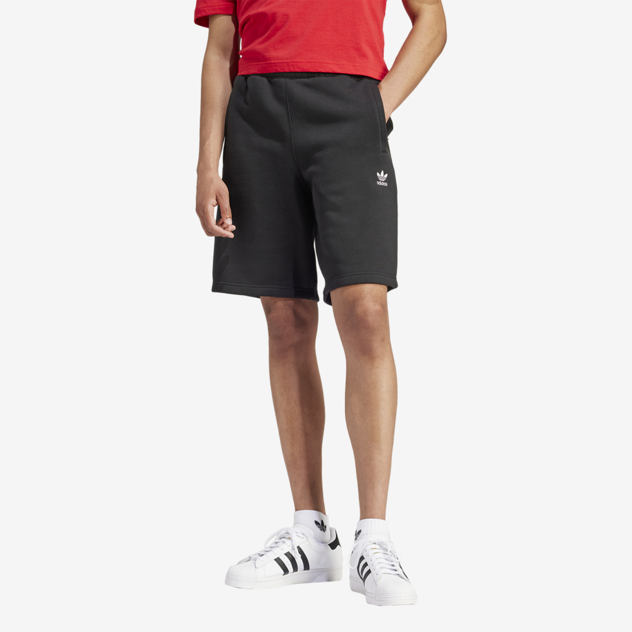 adidas Originals Essential Fleece Shorts Image 3 of 4. Tap to open photo gallery.
