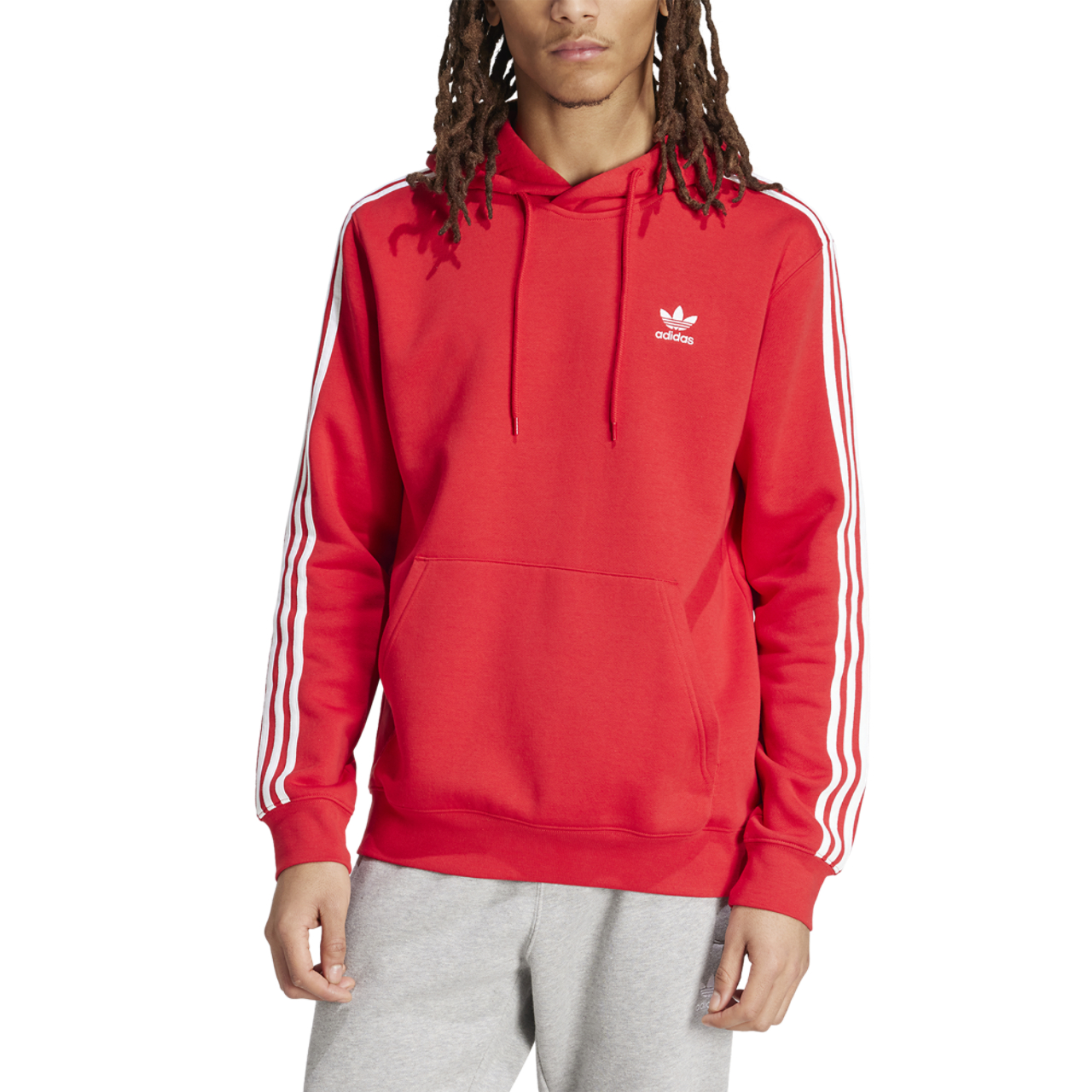 adidas Originals 3 Stripe Fleece Hoodie Image 1 of 6. Tap to open photo gallery.