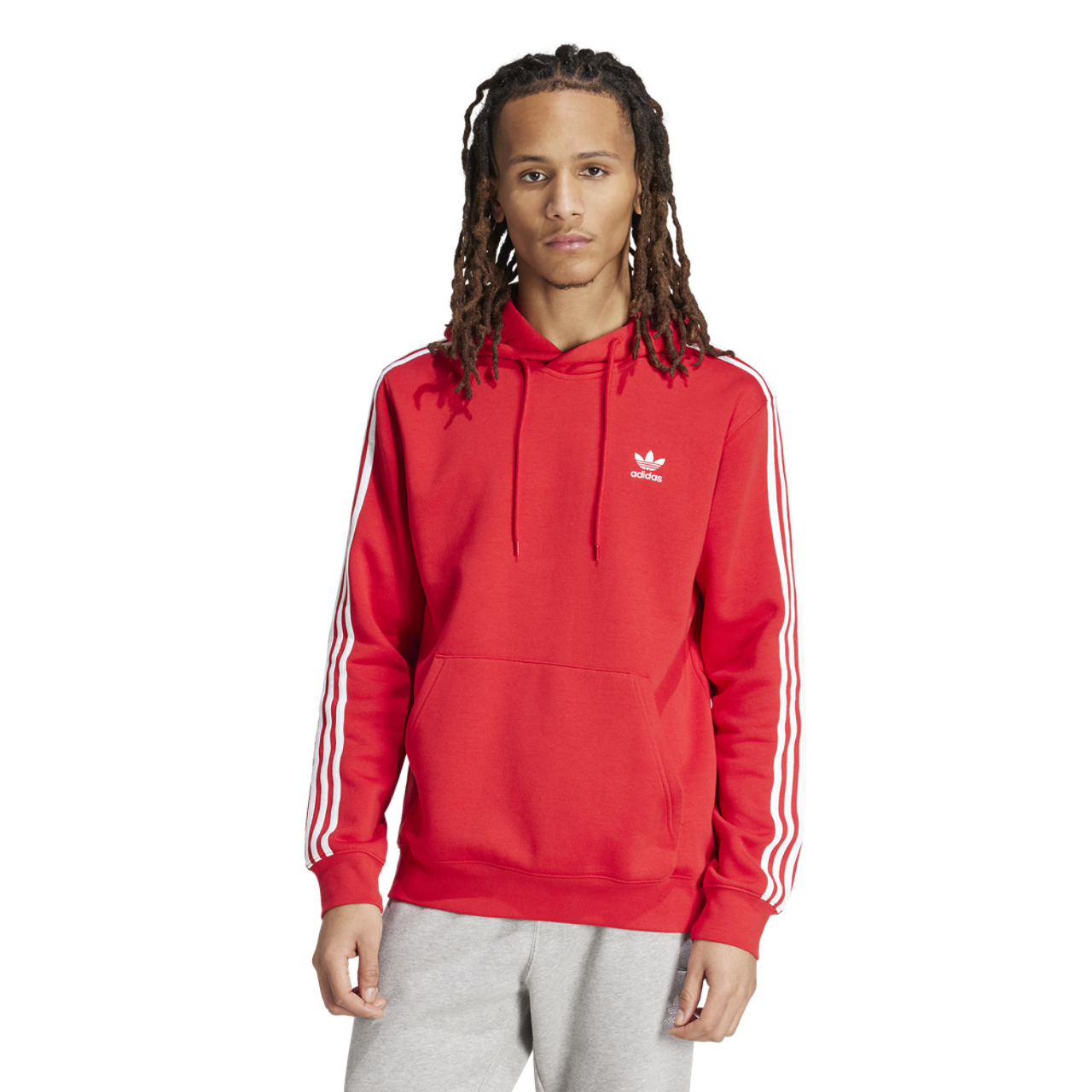 adidas Originals 3 Stripe Fleece Hoodie Image 3 of 6. Tap to open photo gallery.