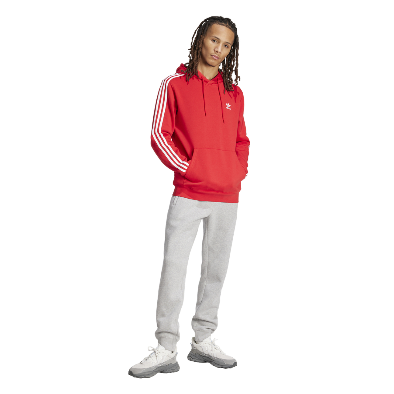 adidas Originals 3 Stripe Fleece Hoodie Image 5 of 6. Tap to open photo gallery.