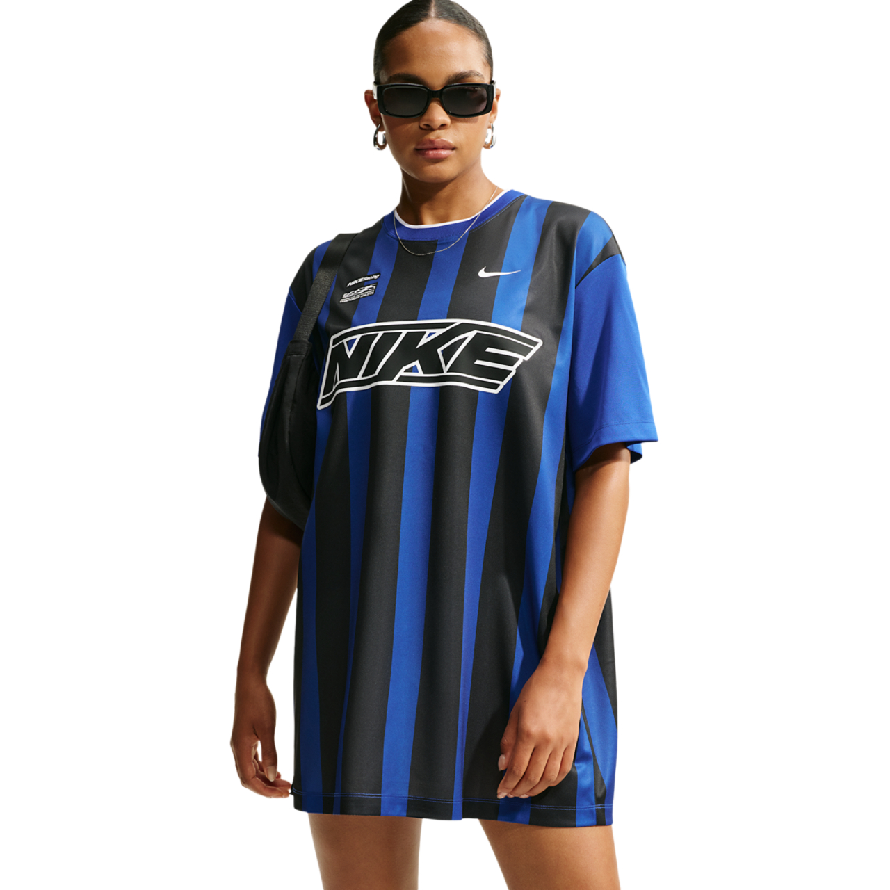 blue and white nike dress Striped Jersey Mini - Women's The Nike Slim Fit Mini Length S/S WOW Couture Blue Color Size:14US/46FR/18UK
