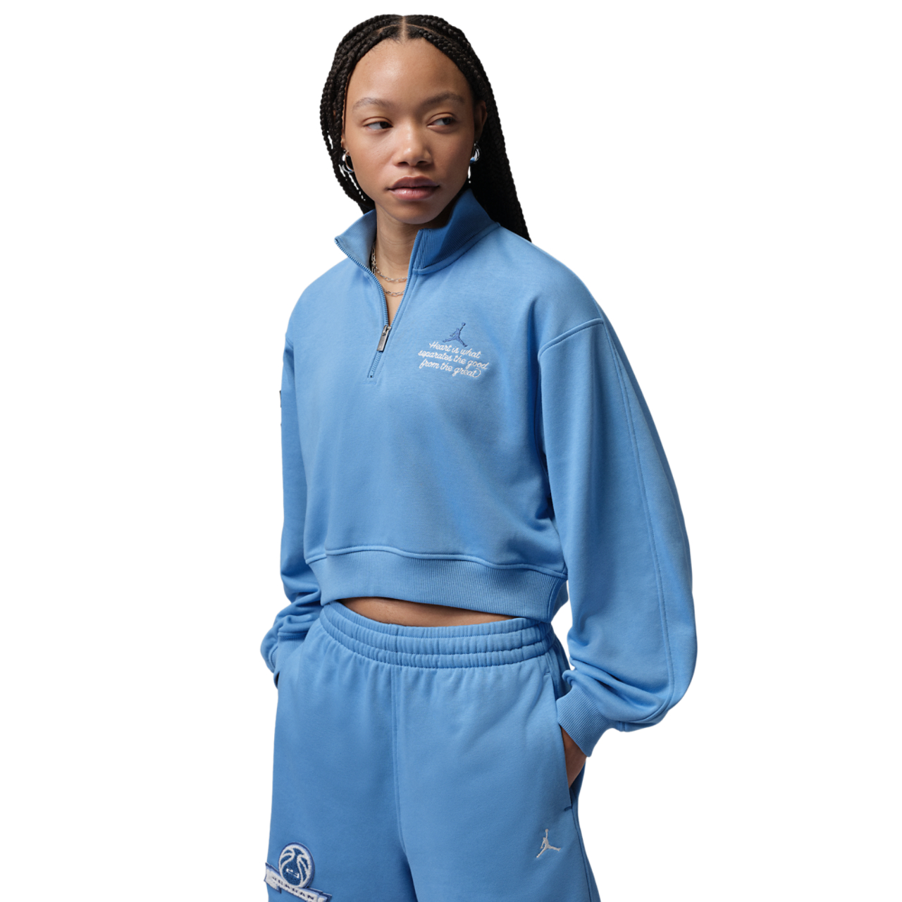 Jordan Brooklyn Fleece FT Qz GFX Crop - Women's | Foot Locker