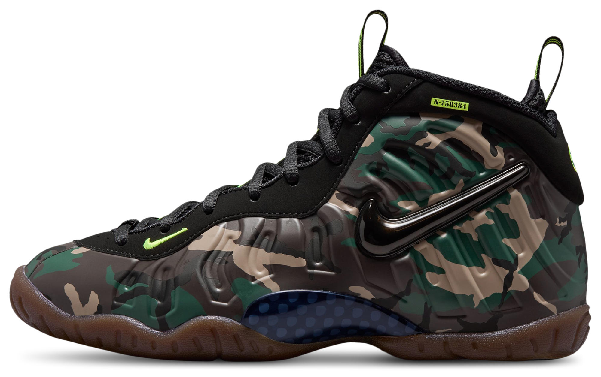Nike Little Posite Pro 童款 - Black/Green - Image 2