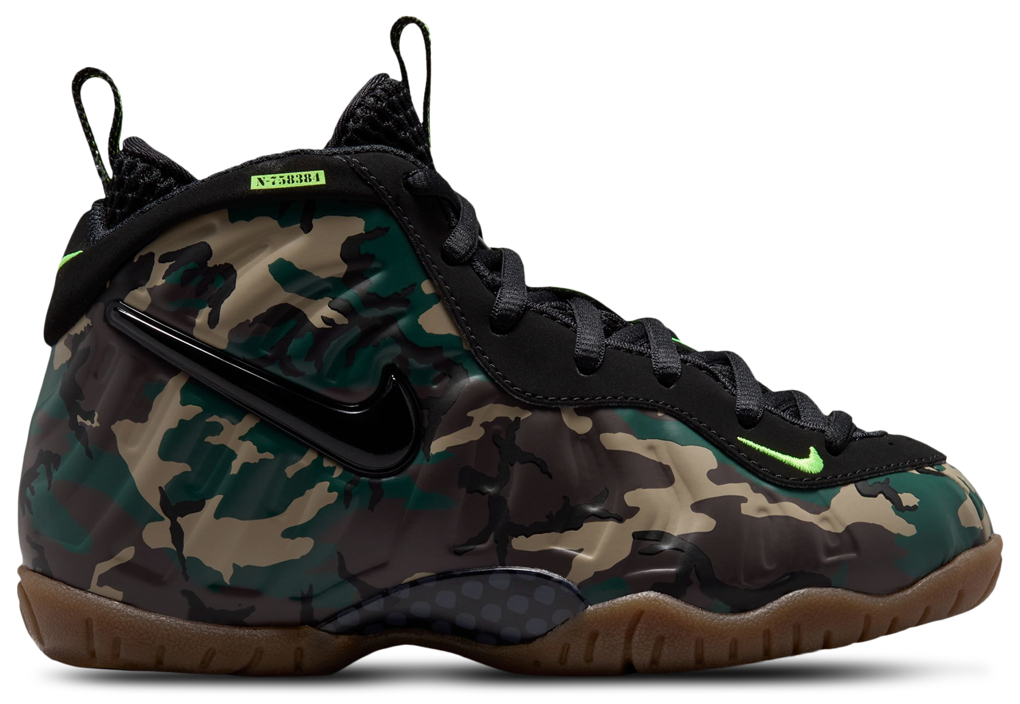Nike Little Posite Pro 童款 - Black/Green - Image 1