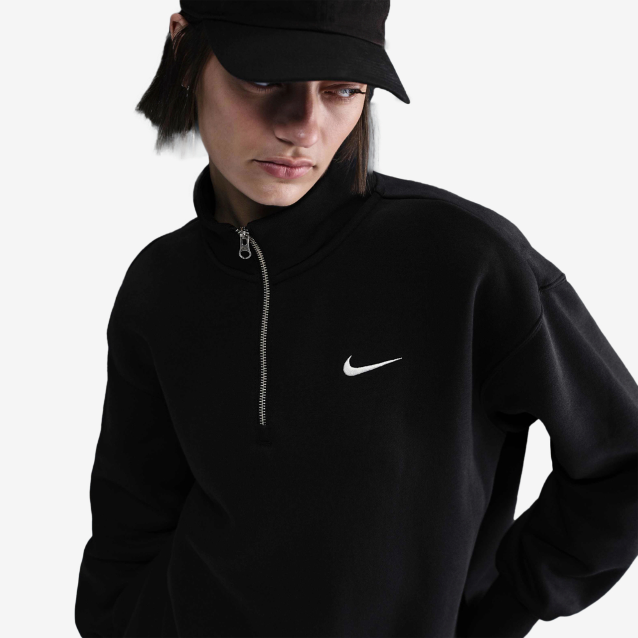 Nike NSW Phoenix Fleece Oversized Long Quarter-Zip Image 2 of 6. Tap to open photo gallery.