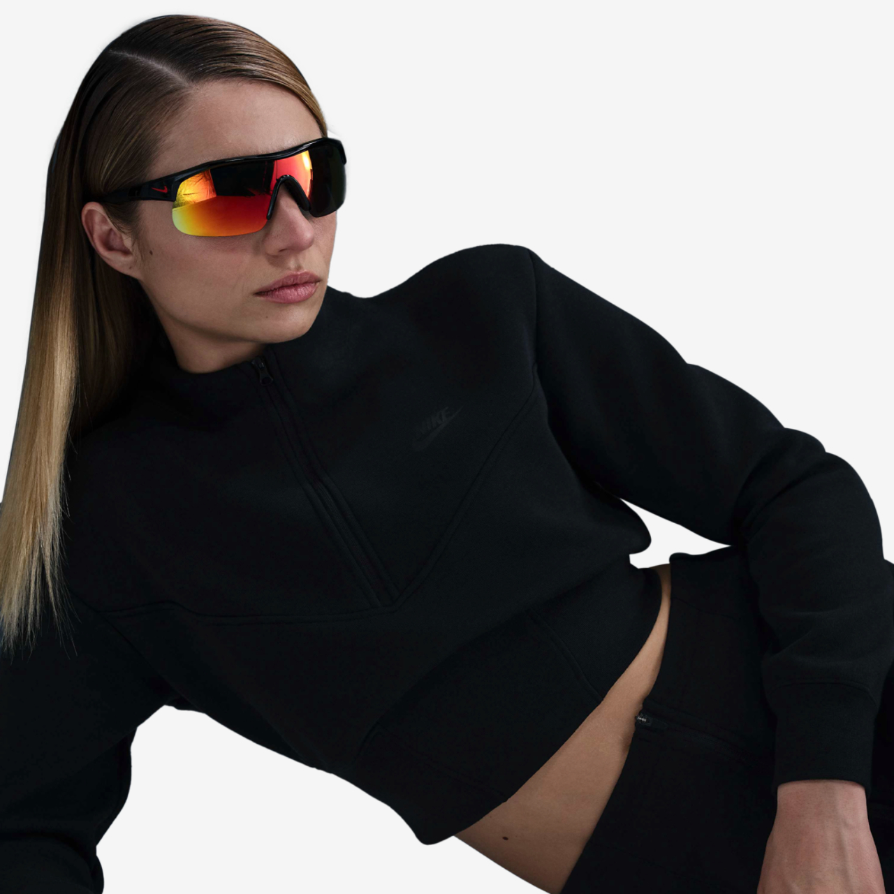Nike NSW Tech Fleece Crop Half-Zip Image 3 of 5. Tap to open photo gallery.