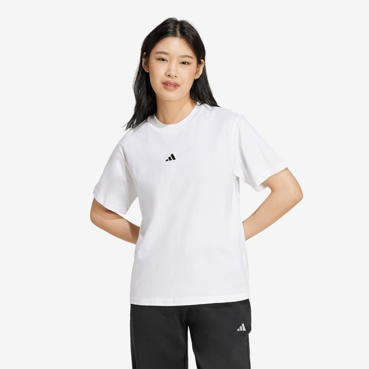adidas Essentials Small Logo Cotton T-Shirt Image 1 of 6. Tap to open photo gallery.