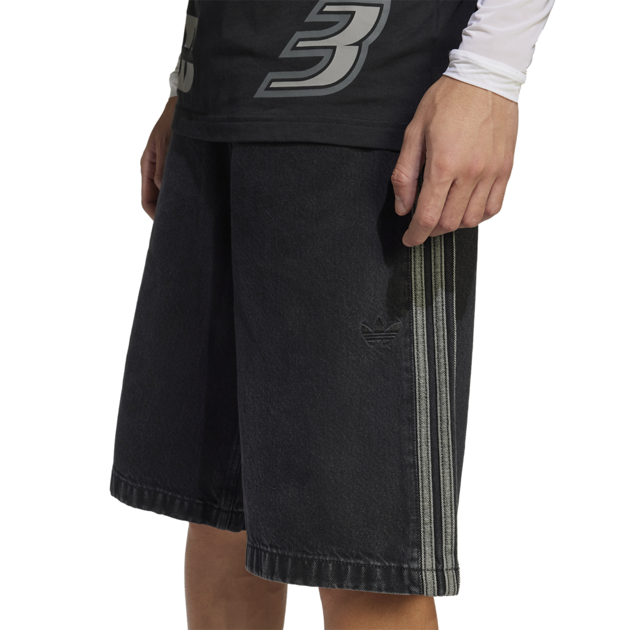 adidas Originals adicolor Denim Firebird Shorts Image 1 of 4. Tap to open photo gallery.