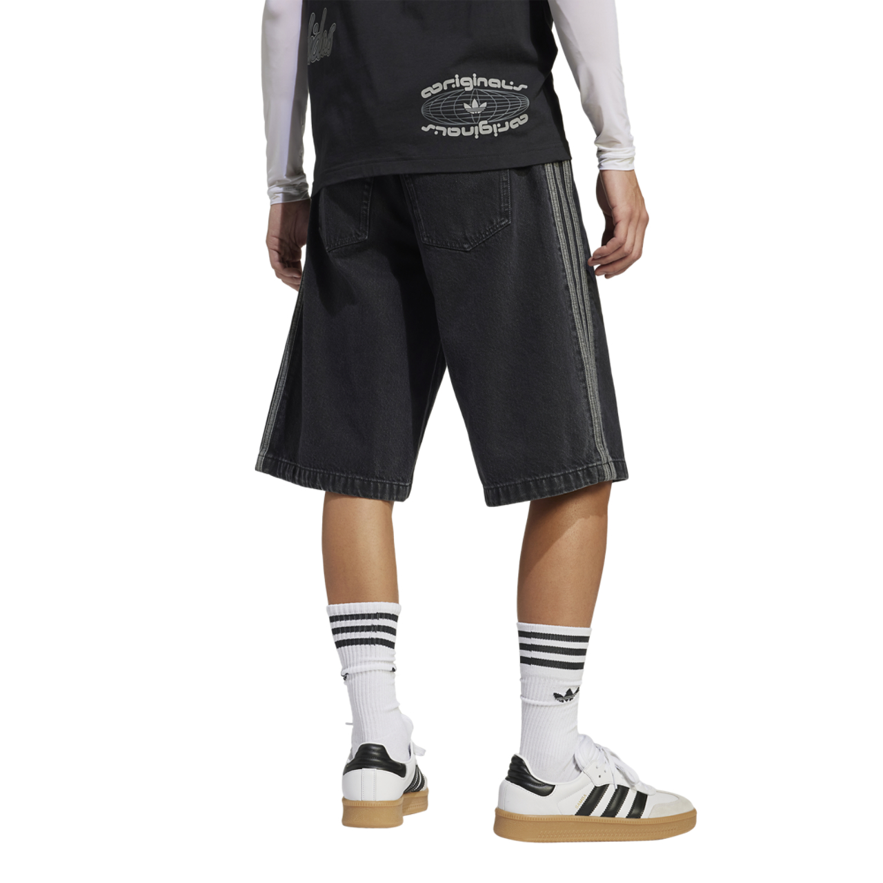 adidas Originals adicolor Denim Firebird Shorts Image 2 of 4. Tap to open photo gallery.