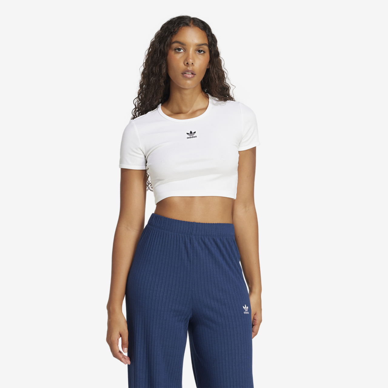 adidas Originals Essentials Rib Crop T-Shirt Image 1 of 6. Tap to open photo gallery.