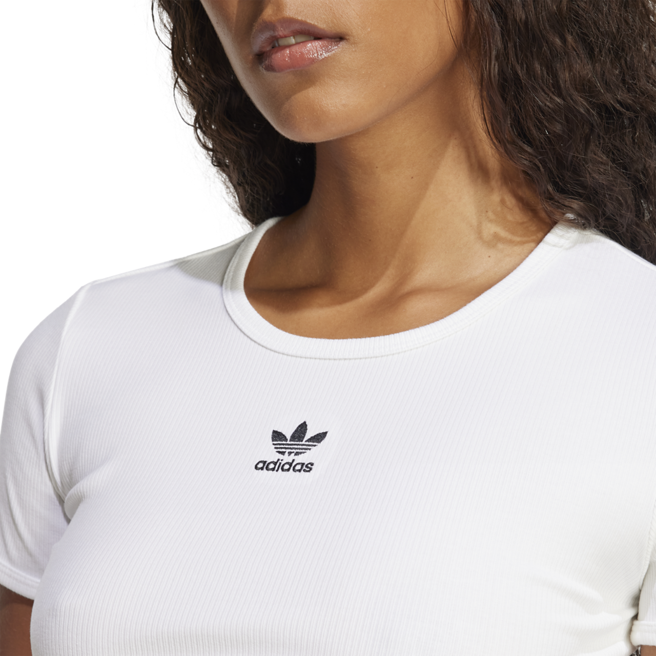 adidas Originals Essentials Rib Crop T-Shirt Image 3 of 6. Tap to open photo gallery.