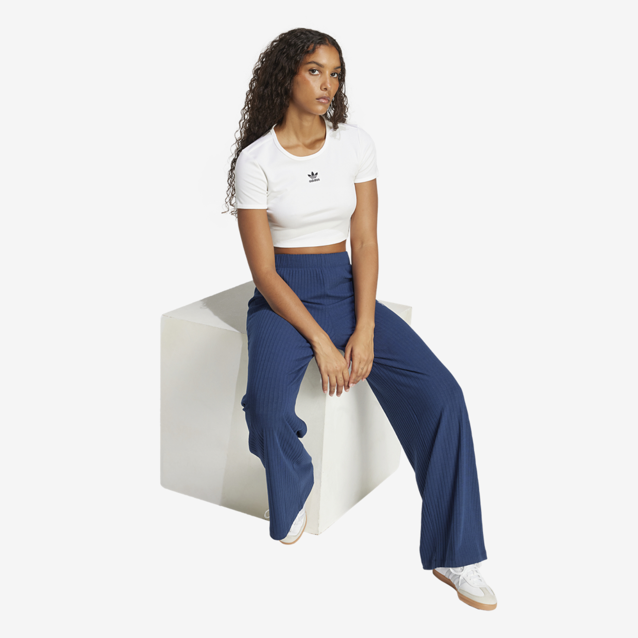 adidas Originals Essentials Rib Crop T-Shirt Image 5 of 6. Tap to open photo gallery.