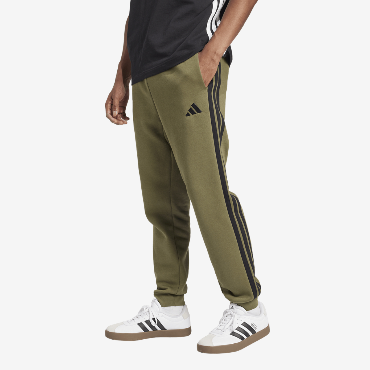 adidas Essentials 3-Stripes Fleece Joggers Image 1 of 6. Tap to open photo gallery.