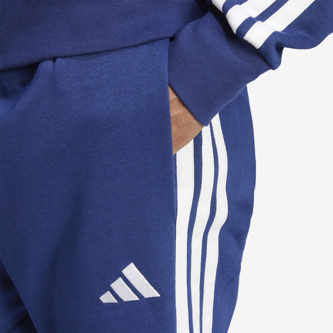 adidas Essentials 3-Stripes Fleece Joggers Image 3 of 6. Tap to open photo gallery.
