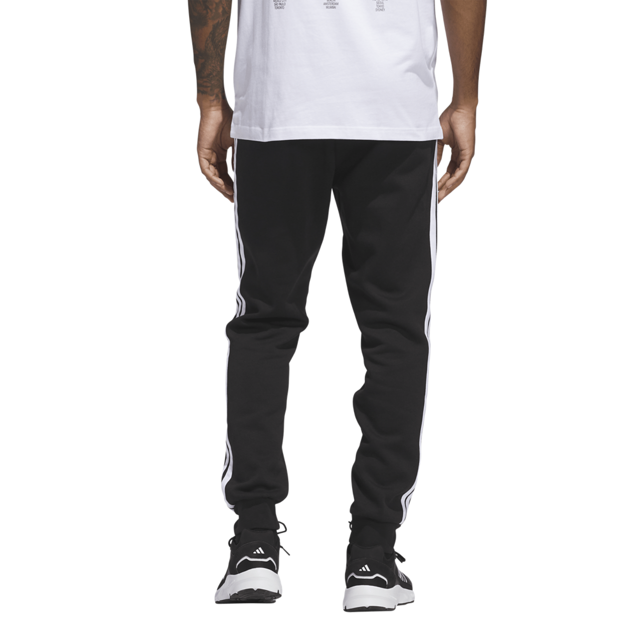 adidas Essentials 3-Stripes Fleece Joggers Image 2 of 6. Tap to open photo gallery.