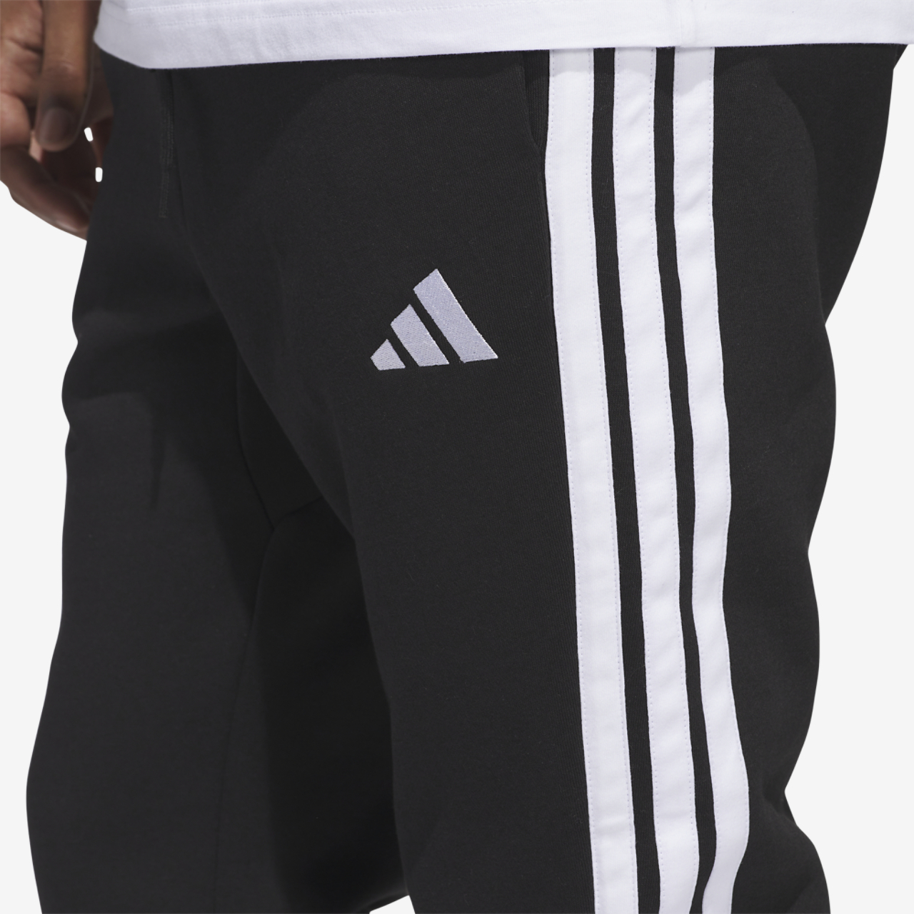 adidas Essentials 3-Stripes Fleece Joggers Image 3 of 6. Tap to open photo gallery.