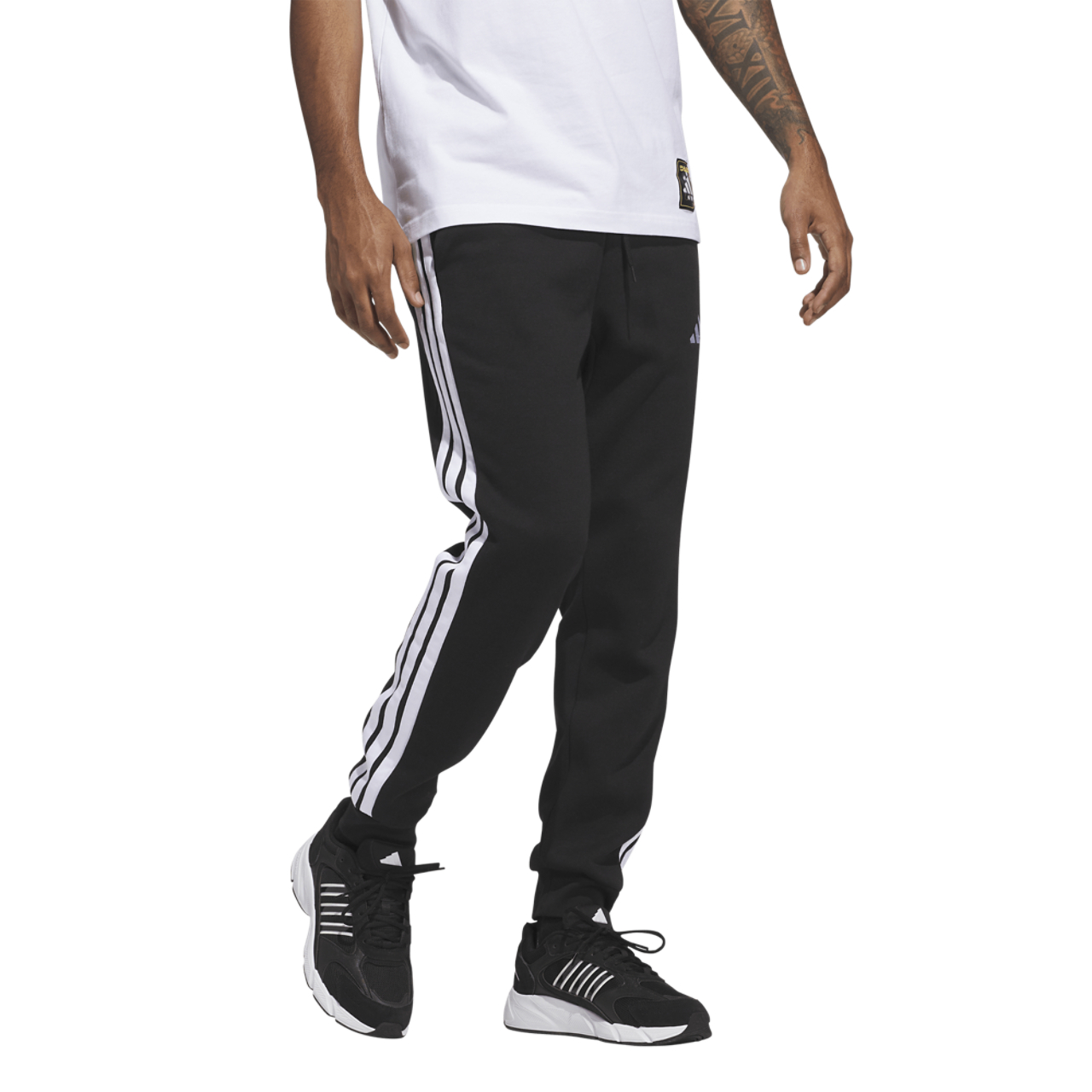 adidas Essentials 3-Stripes Fleece Joggers Image 5 of 6. Tap to open photo gallery.