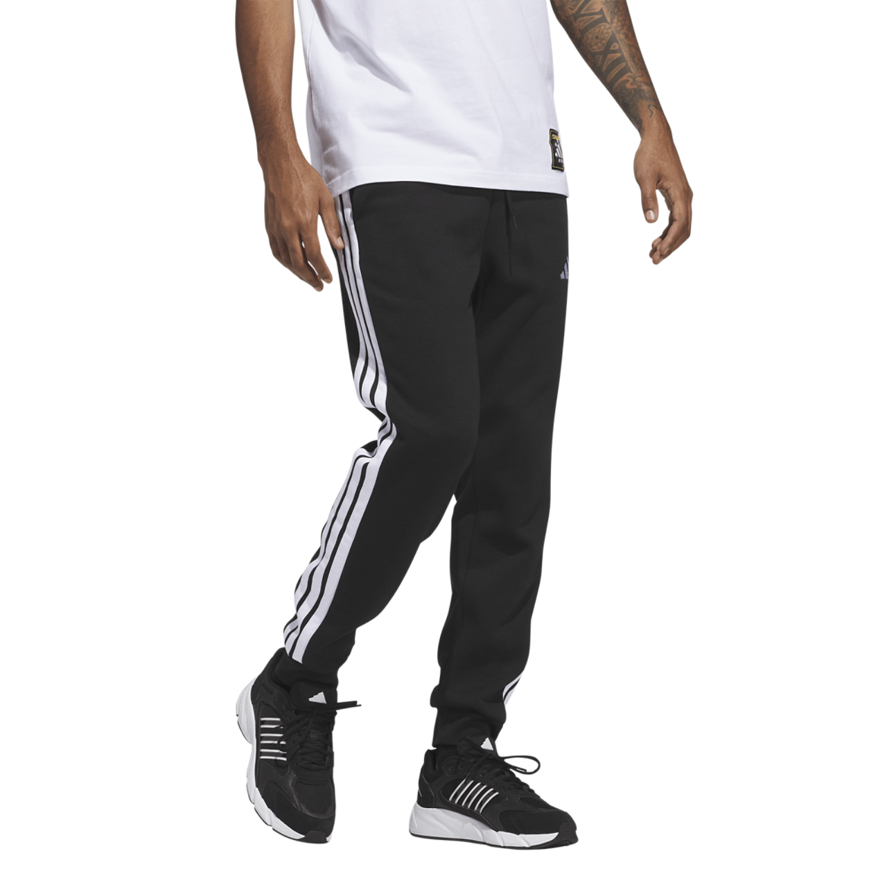 adidas Essentials 3-Stripes Fleece Joggers Image 5 of 6. Tap to open photo gallery.