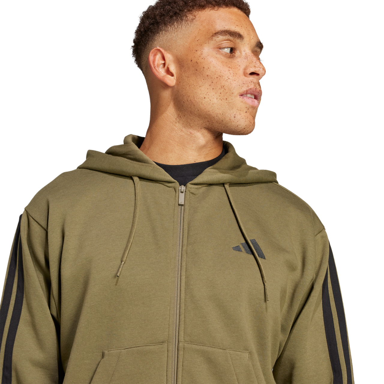 adidas Essentials 3-Stripes Fleece Hoodie Image 4 of 6. Tap to open photo gallery.