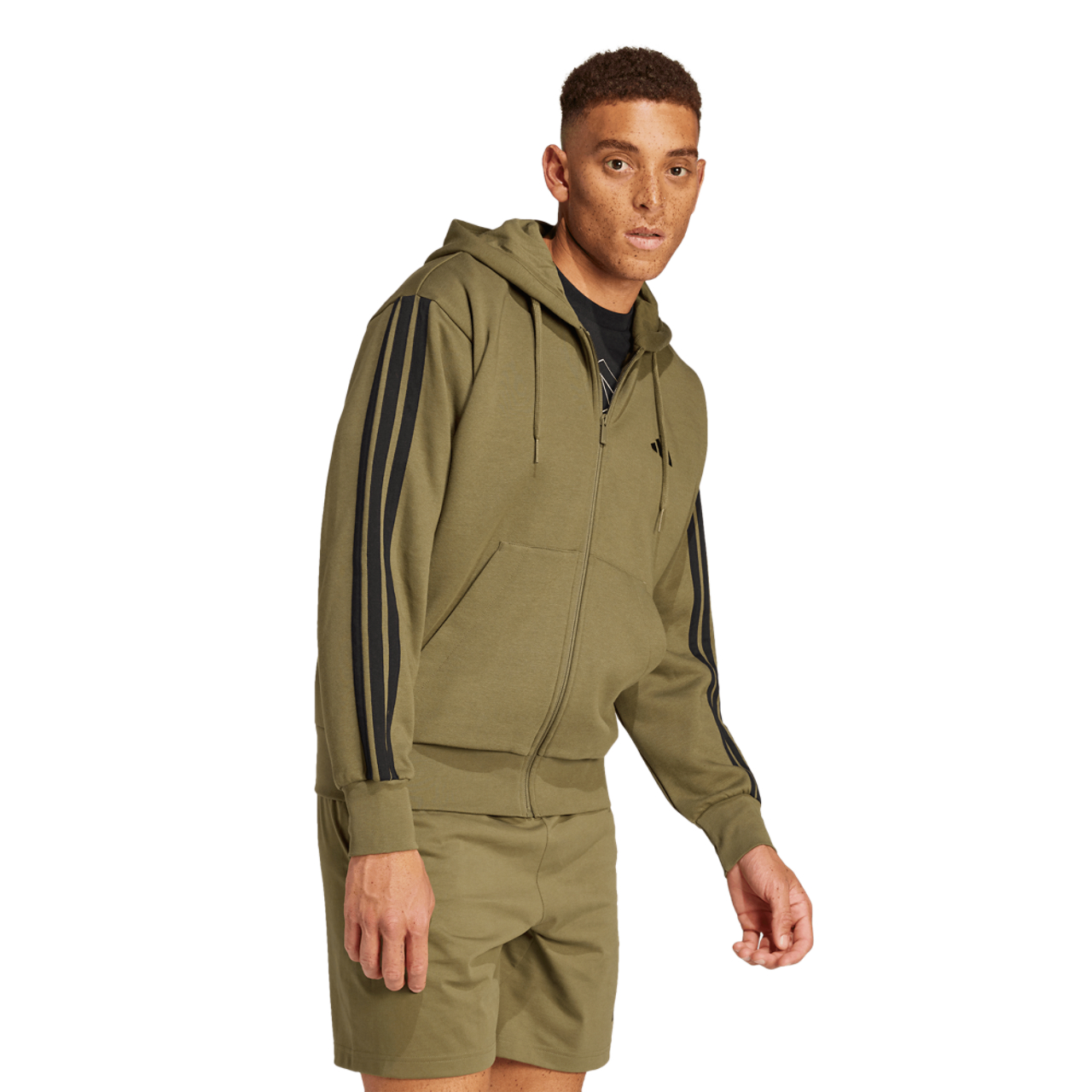adidas Essentials 3-Stripes Fleece Hoodie Image 5 of 6. Tap to open photo gallery.