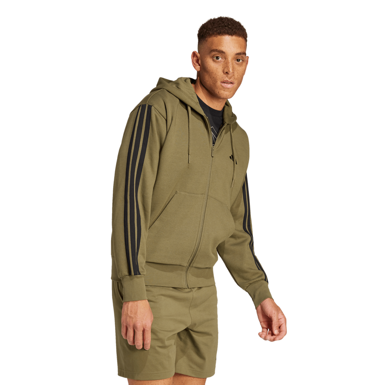 adidas Essentials 3-Stripes Fleece Hoodie Image 5 of 6. Tap to open photo gallery.