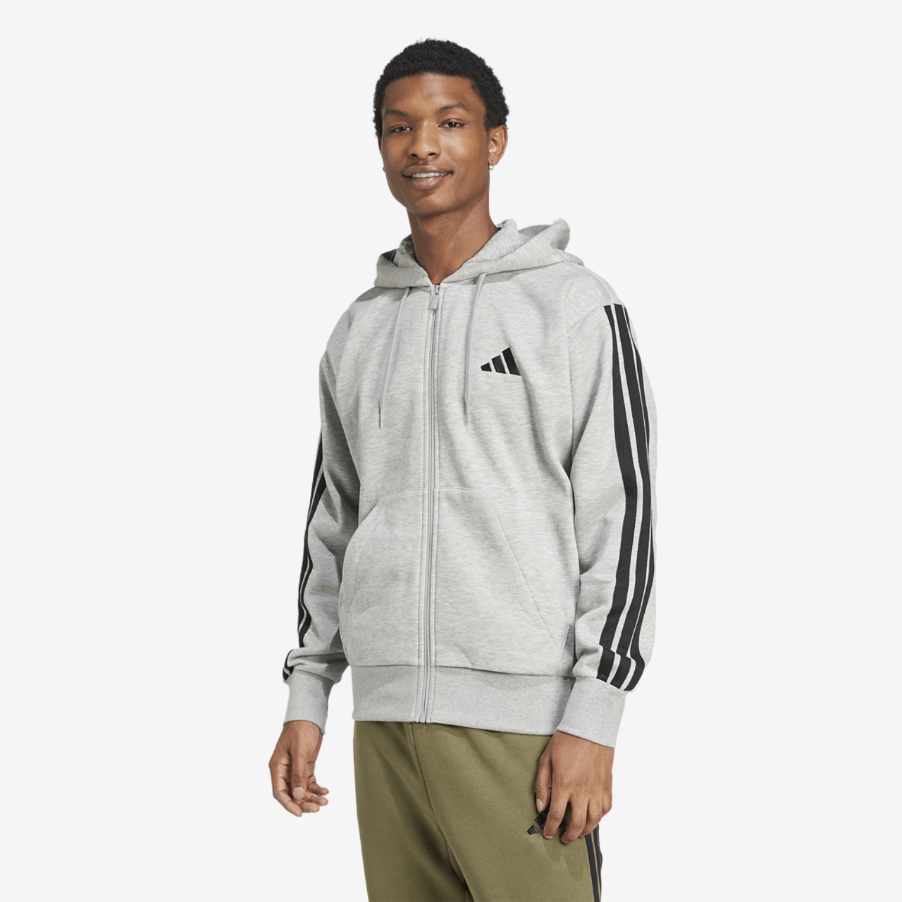 adidas Essentials 3-Stripes Fleece Hoodie Image 1 of 6. Tap to open photo gallery.