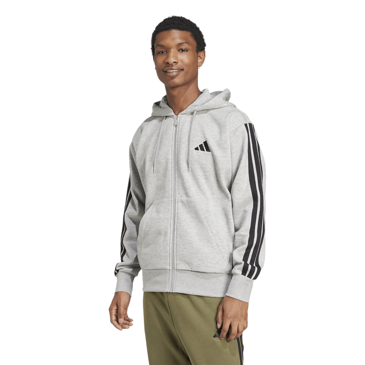 adidas Essentials 3-Stripes Fleece Hoodie Image 1 of 6. Tap to open photo gallery.
