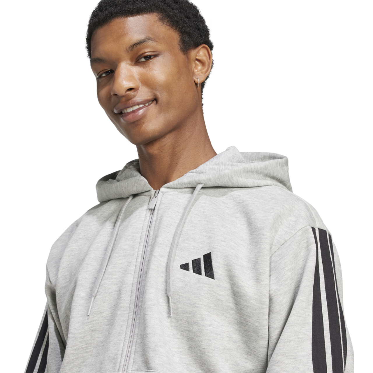adidas Essentials 3-Stripes Fleece Hoodie Image 3 of 6. Tap to open photo gallery.