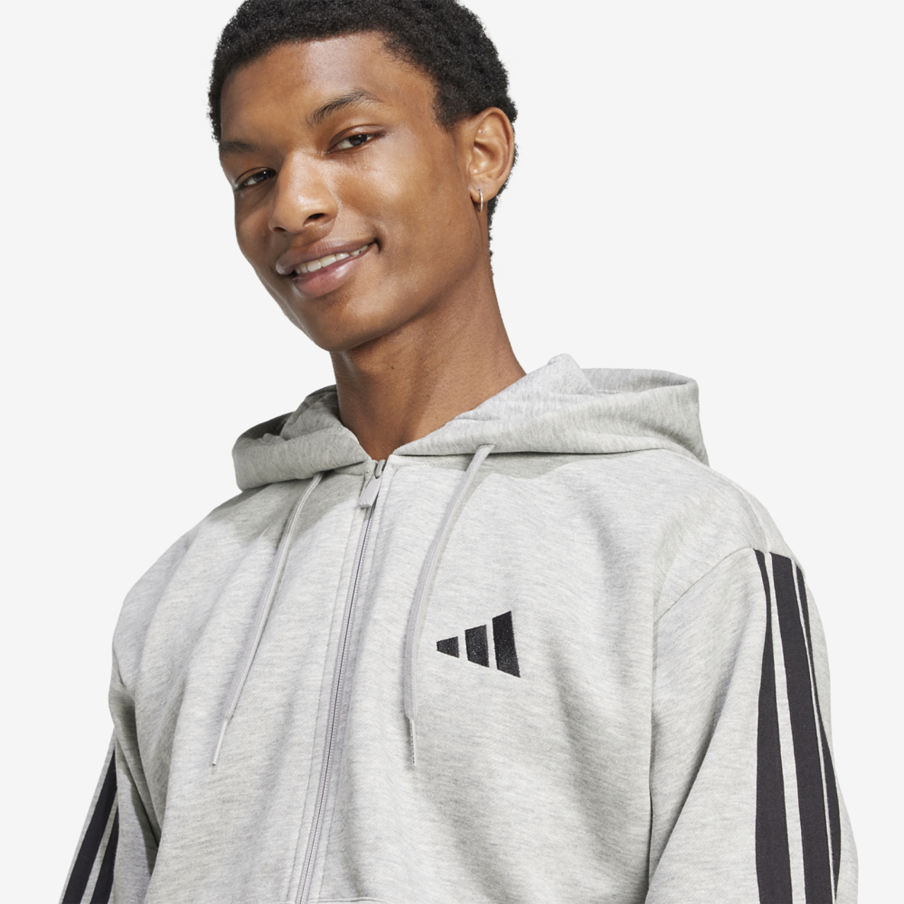 adidas Essentials 3-Stripes Fleece Hoodie Image 3 of 6. Tap to open photo gallery.