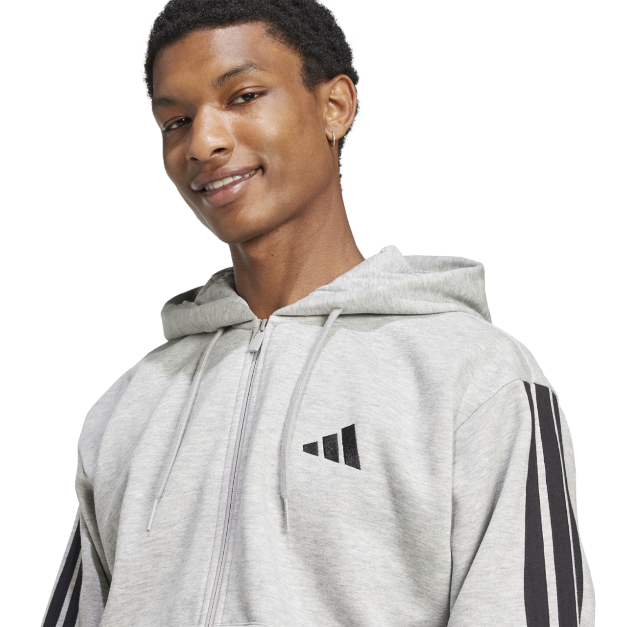 adidas Essentials 3-Stripes Fleece Hoodie Image 3 of 6. Tap to open photo gallery.