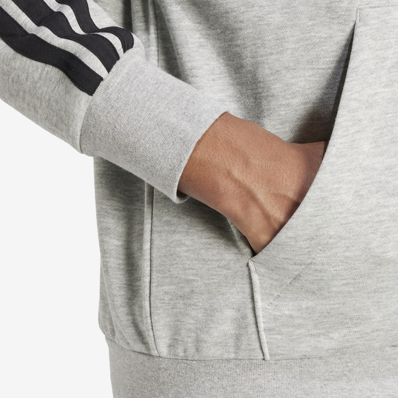 adidas Essentials 3-Stripes Fleece Hoodie Image 4 of 6. Tap to open photo gallery.