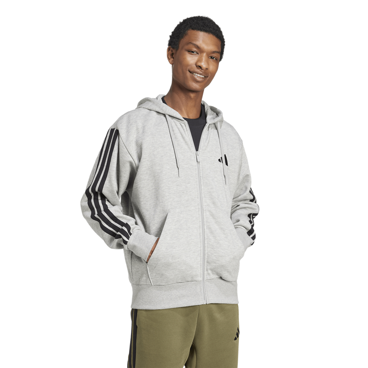adidas Essentials 3-Stripes Fleece Hoodie Image 5 of 6. Tap to open photo gallery.