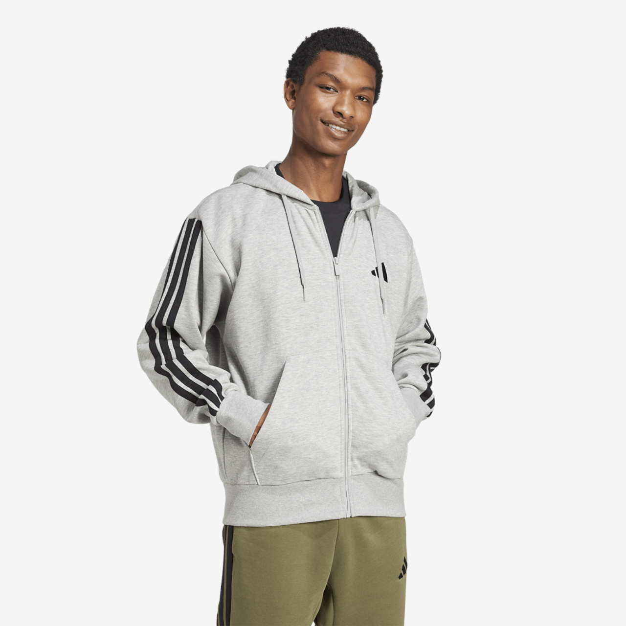 adidas Essentials 3-Stripes Fleece Hoodie Image 5 of 6. Tap to open photo gallery.