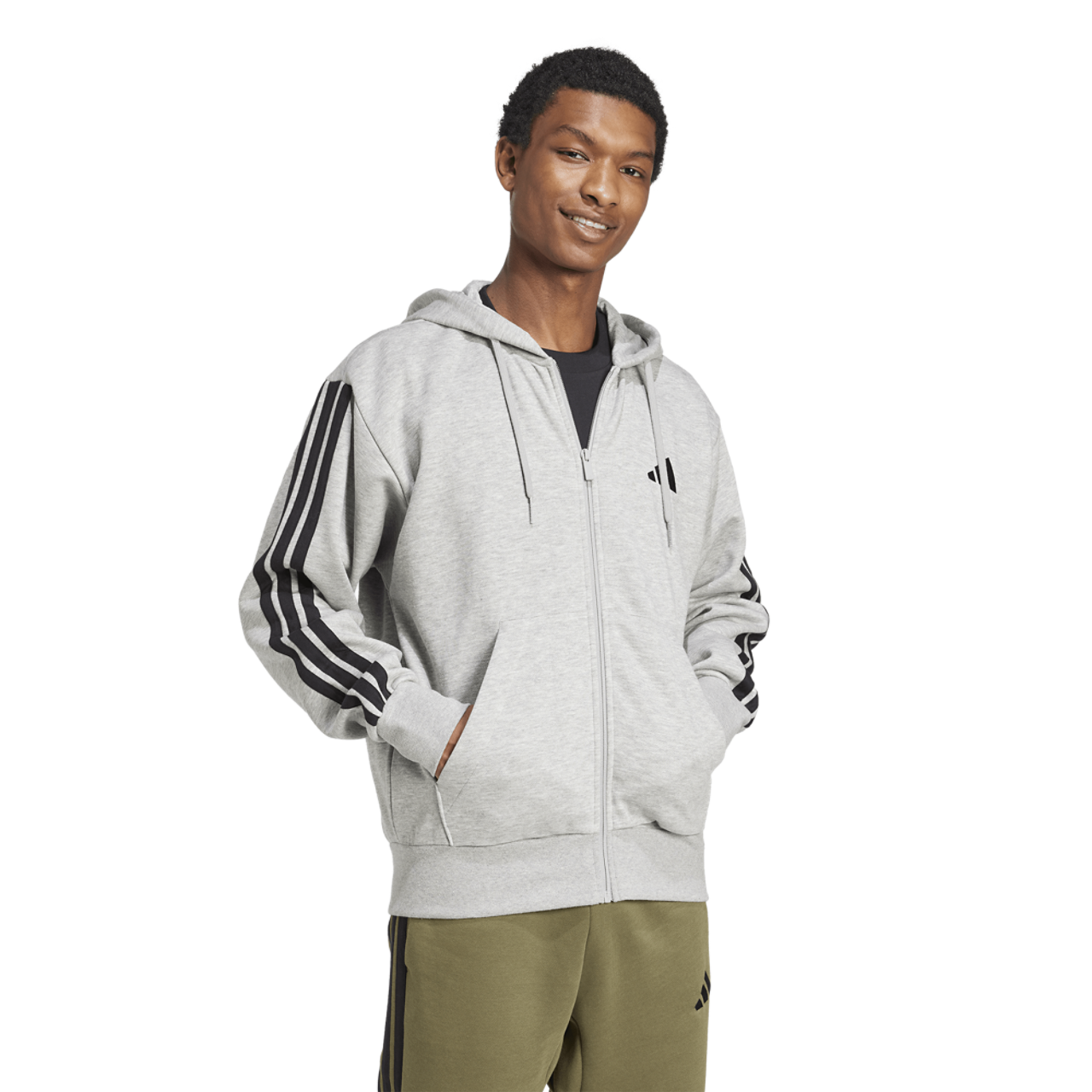 adidas Essentials 3-Stripes Fleece Hoodie Image 5 of 6. Tap to open photo gallery.