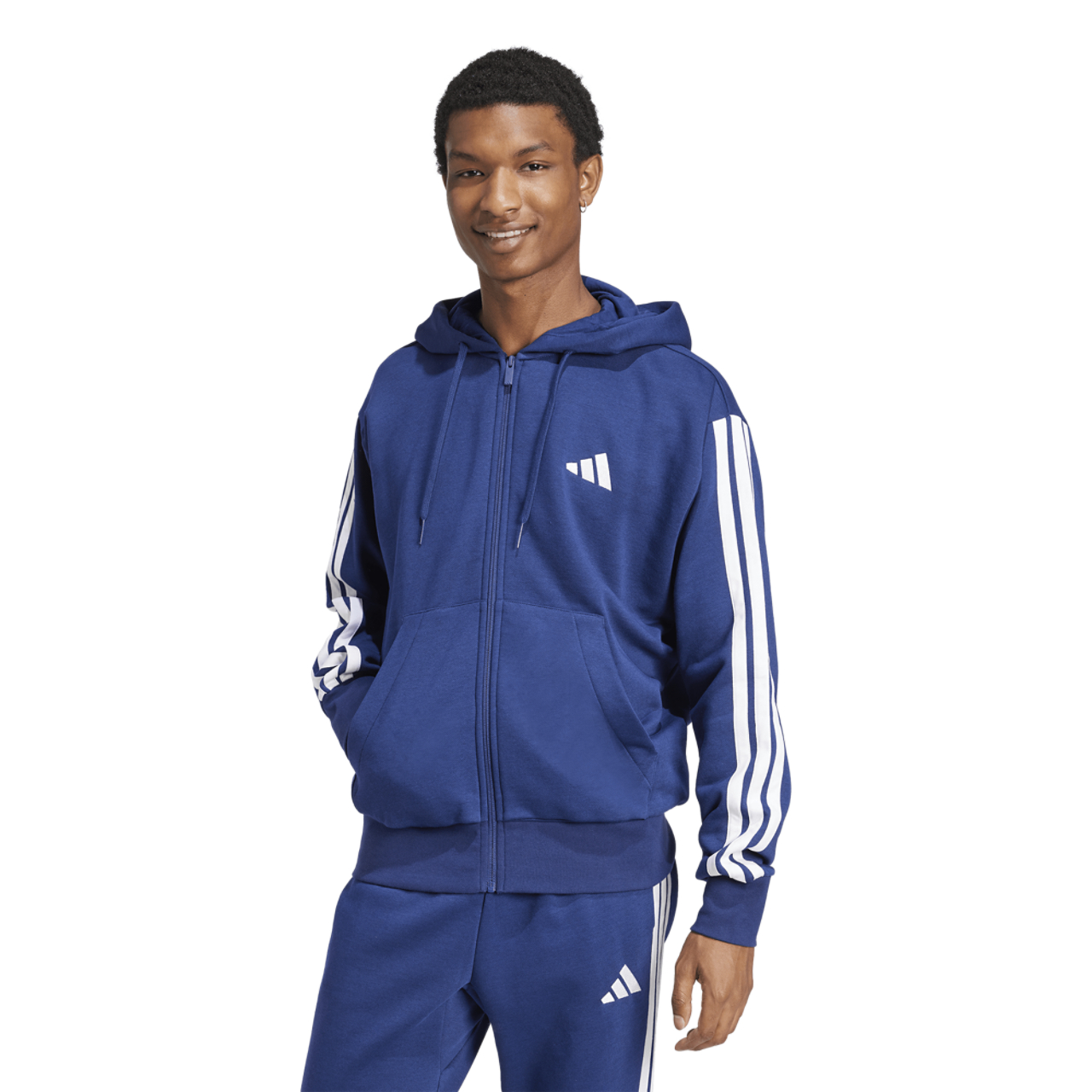 adidas Essentials 3-Stripes Fleece Hoodie Image 1 of 6. Tap to open photo gallery.