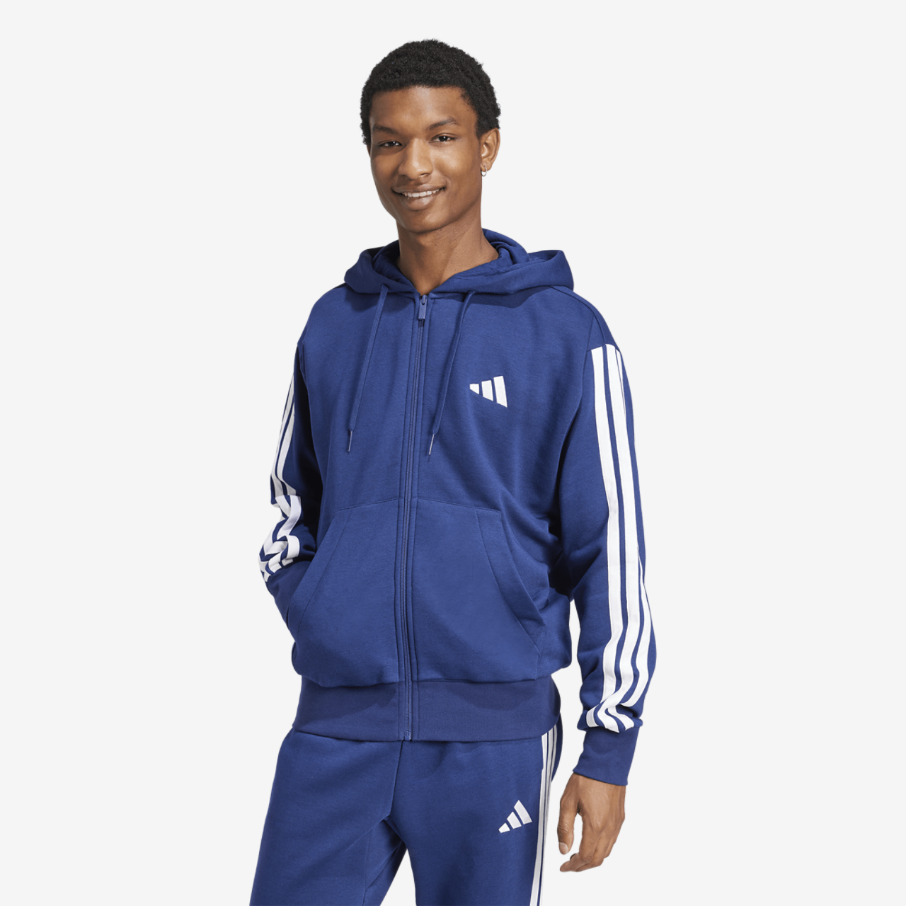 adidas Essentials 3-Stripes Fleece Hoodie Image 1 of 6. Tap to open photo gallery.