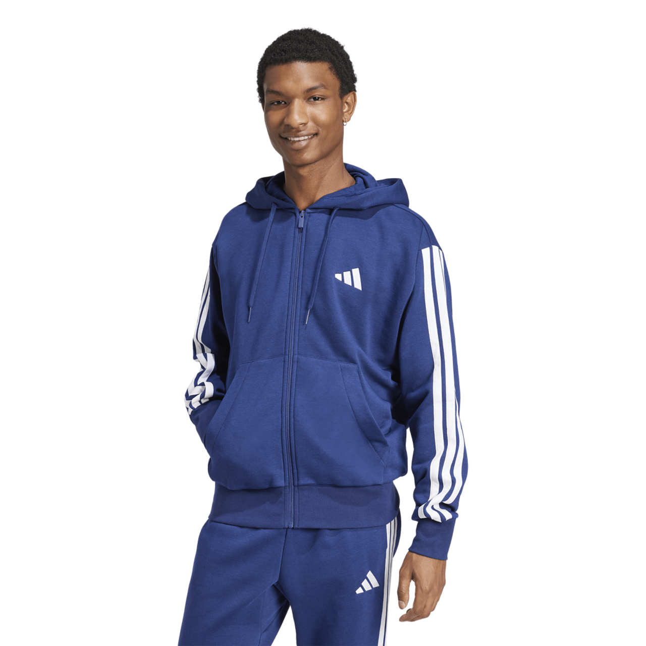 adidas Essentials 3-Stripes Fleece Hoodie Image 1 of 6. Tap to open photo gallery.