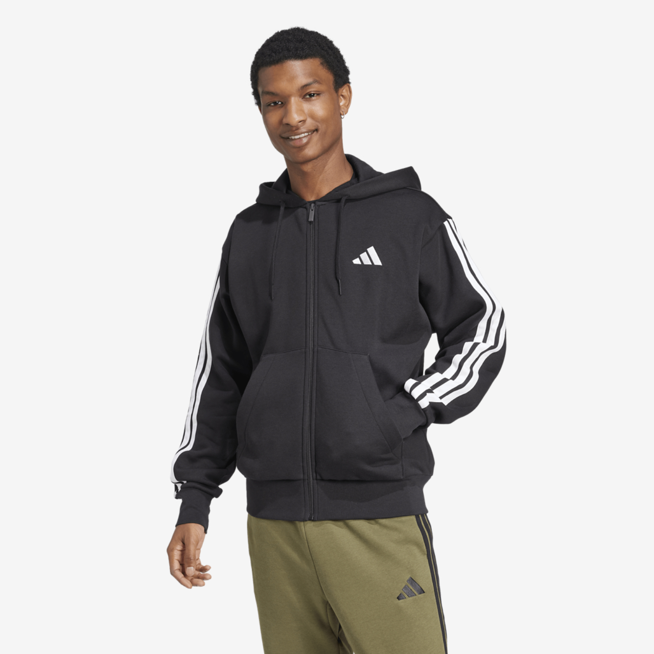 adidas Essentials 3-Stripes Fleece Hoodie Image 1 of 5. Tap to open photo gallery.