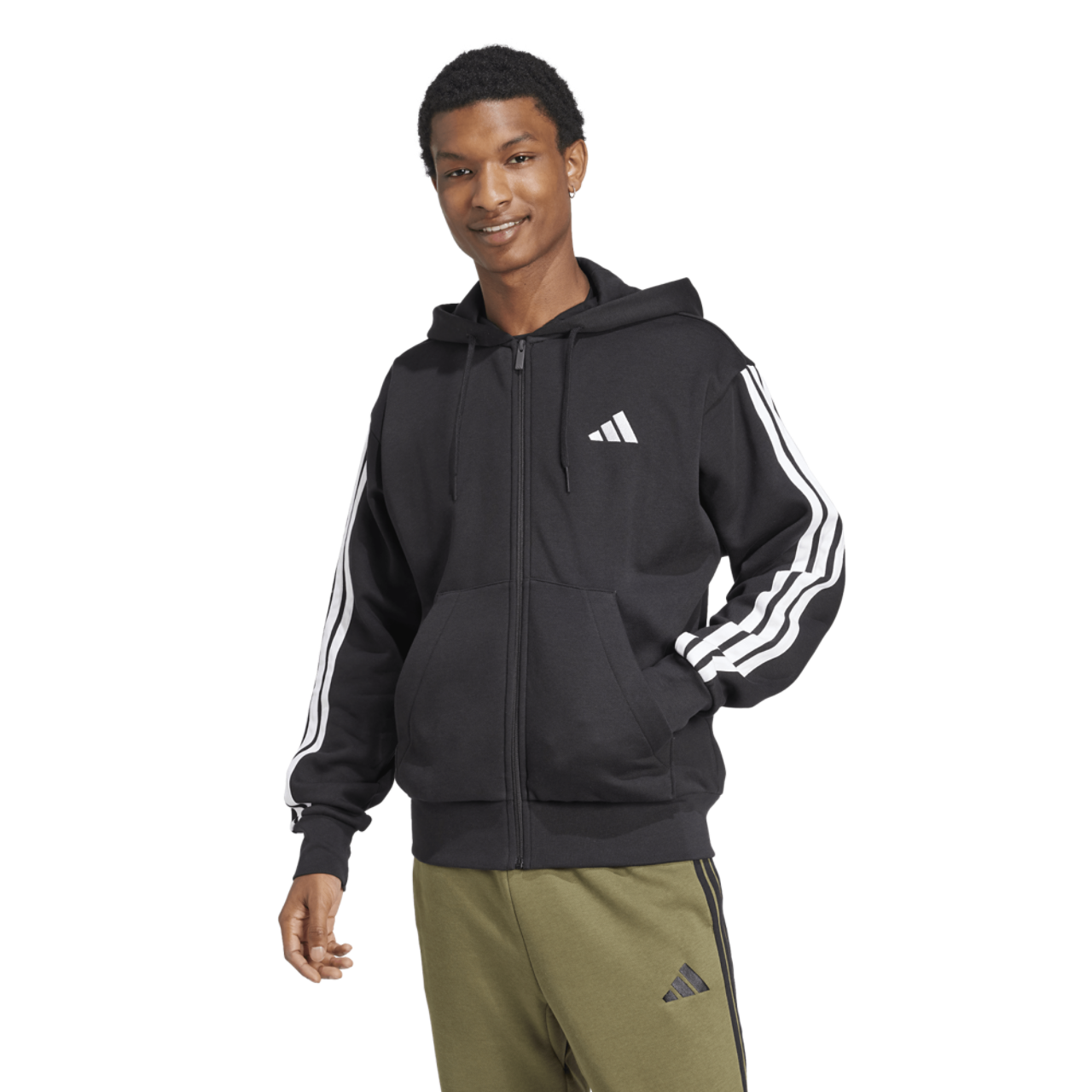 adidas Essentials 3-Stripes Fleece Hoodie Image 1 of 5. Tap to open photo gallery.