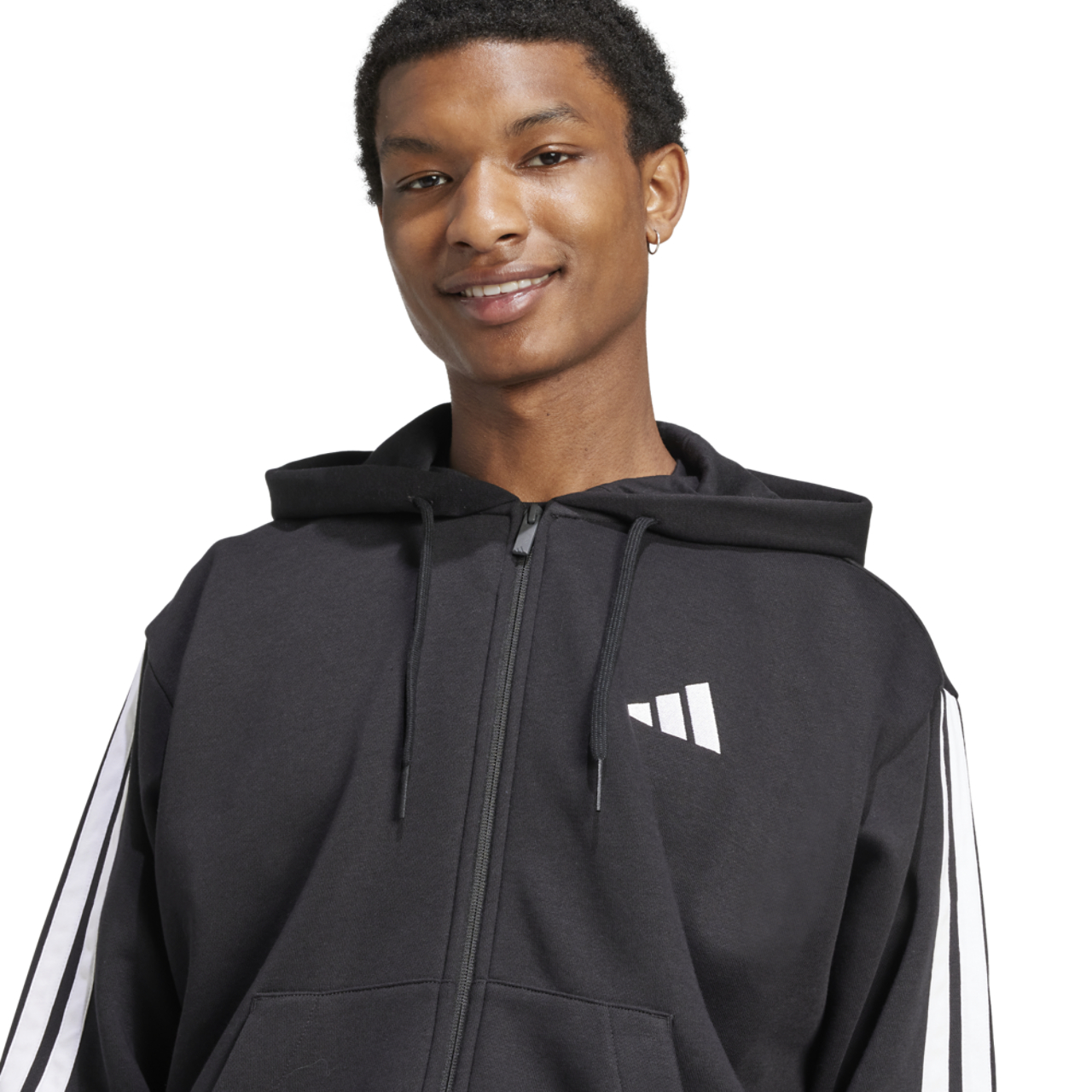 adidas Essentials 3-Stripes Fleece Hoodie Image 3 of 5. Tap to open photo gallery.