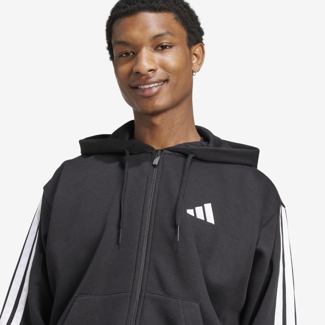 adidas Essentials 3-Stripes Fleece Hoodie Image 3 of 5. Tap to open photo gallery.