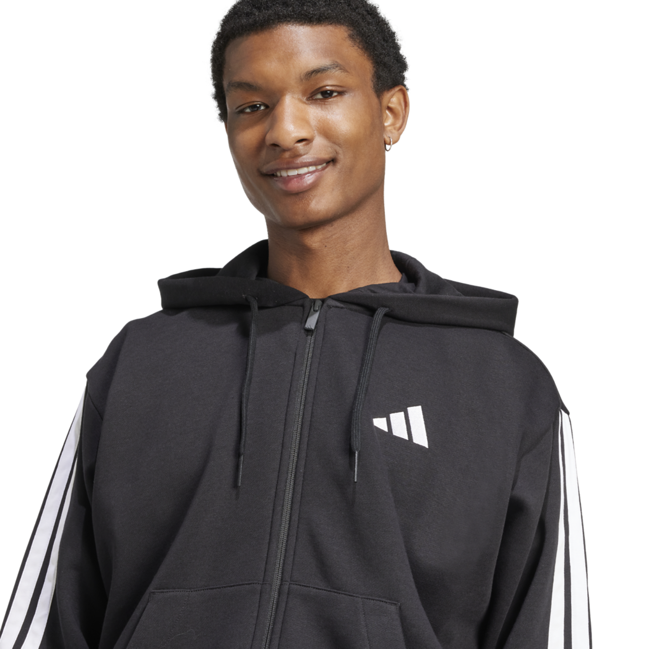 adidas Essentials 3-Stripes Fleece Hoodie Image 3 of 5. Tap to open photo gallery.