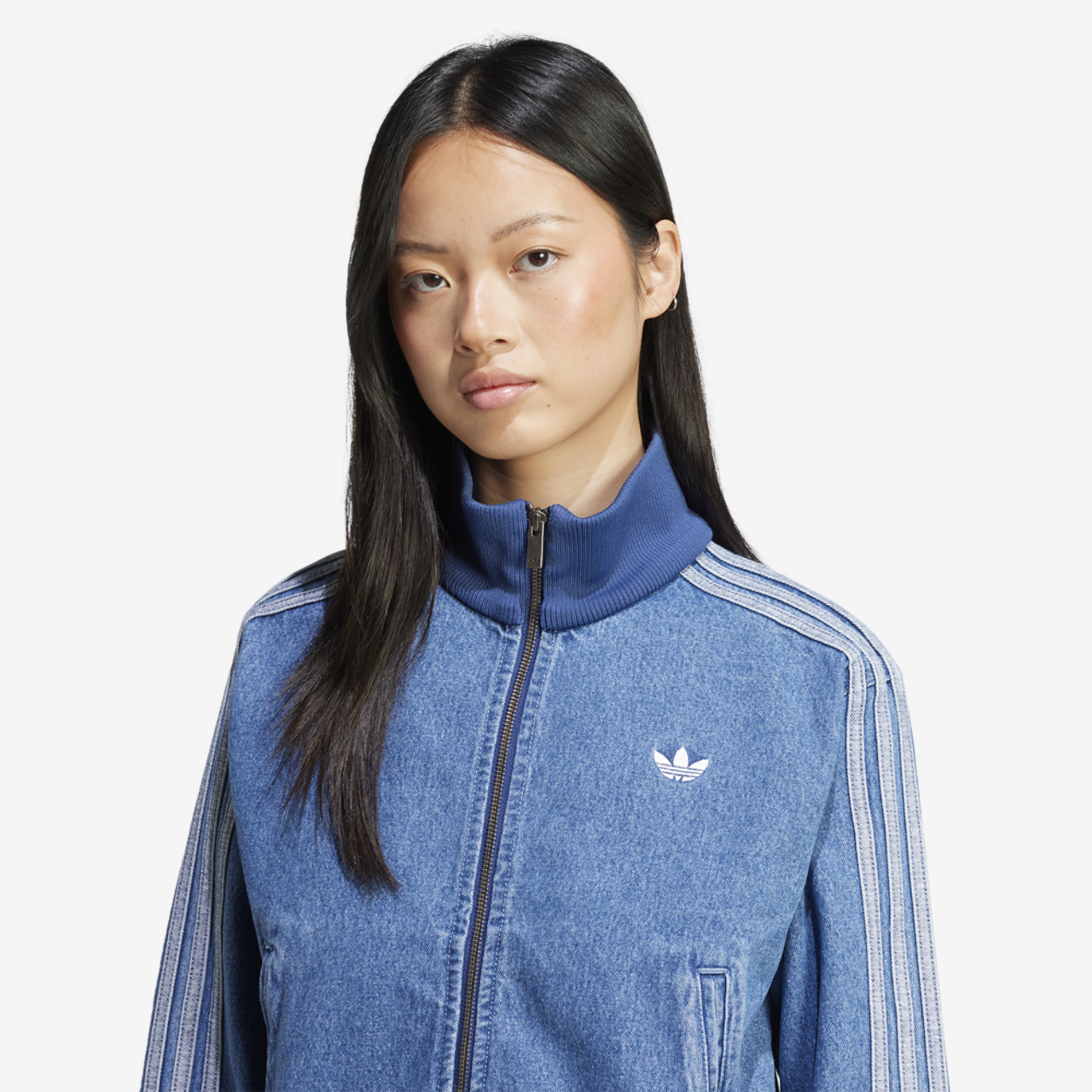 adidas Originals adicolor 3-Stripes Denim Track Top Image 3 of 5. Tap to open photo gallery.