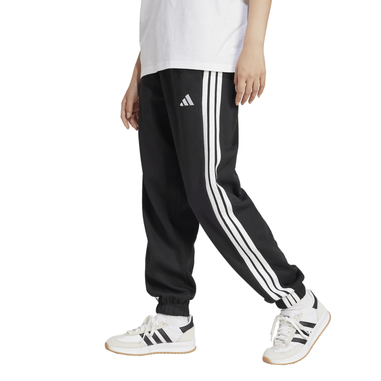 adidas Essentials 3-Stripes Fleece Loose Pants Image 3 of 5. Tap to open photo gallery.
