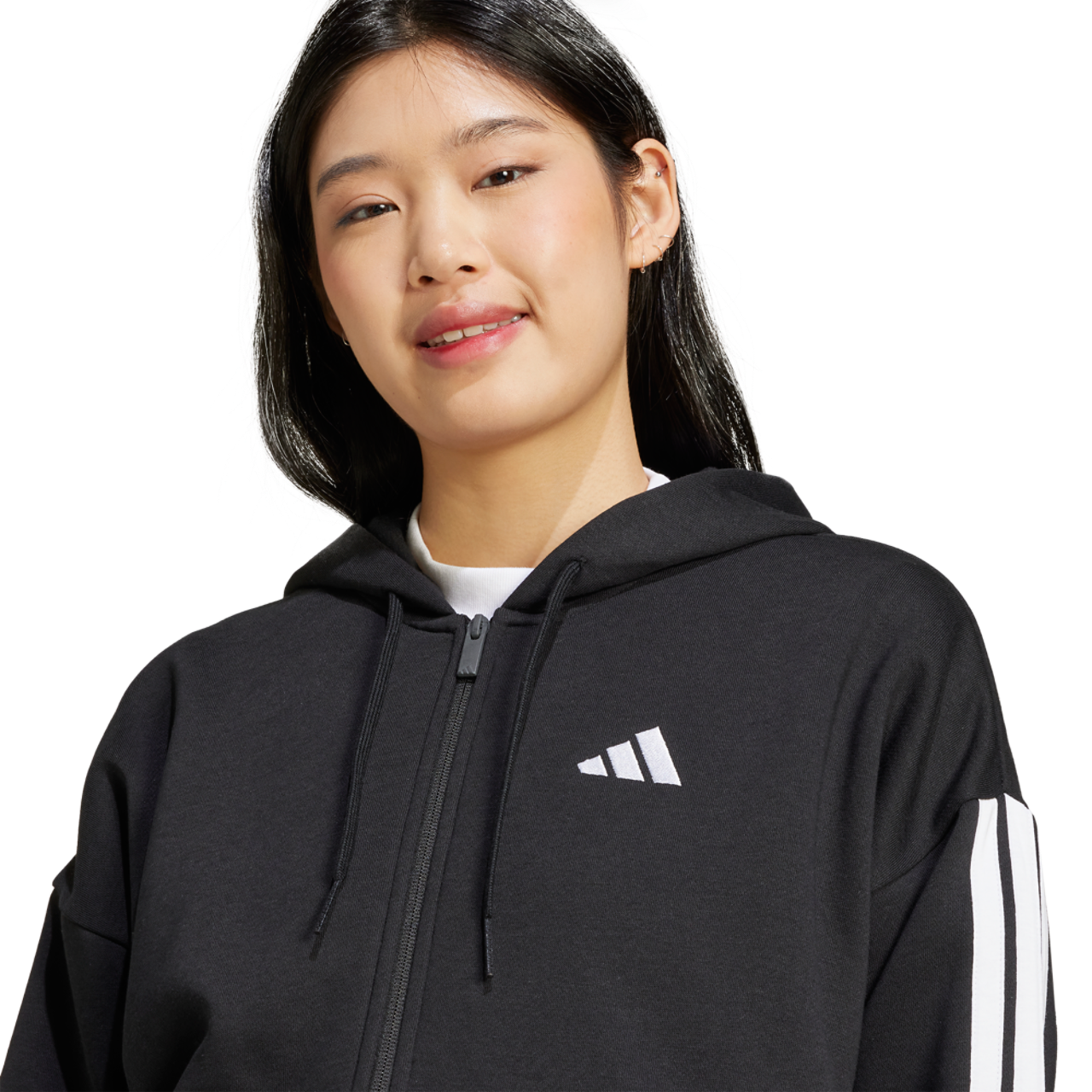 adidas Essentials 3-Stripes Full-Zip Fleece Hoodie - Women's