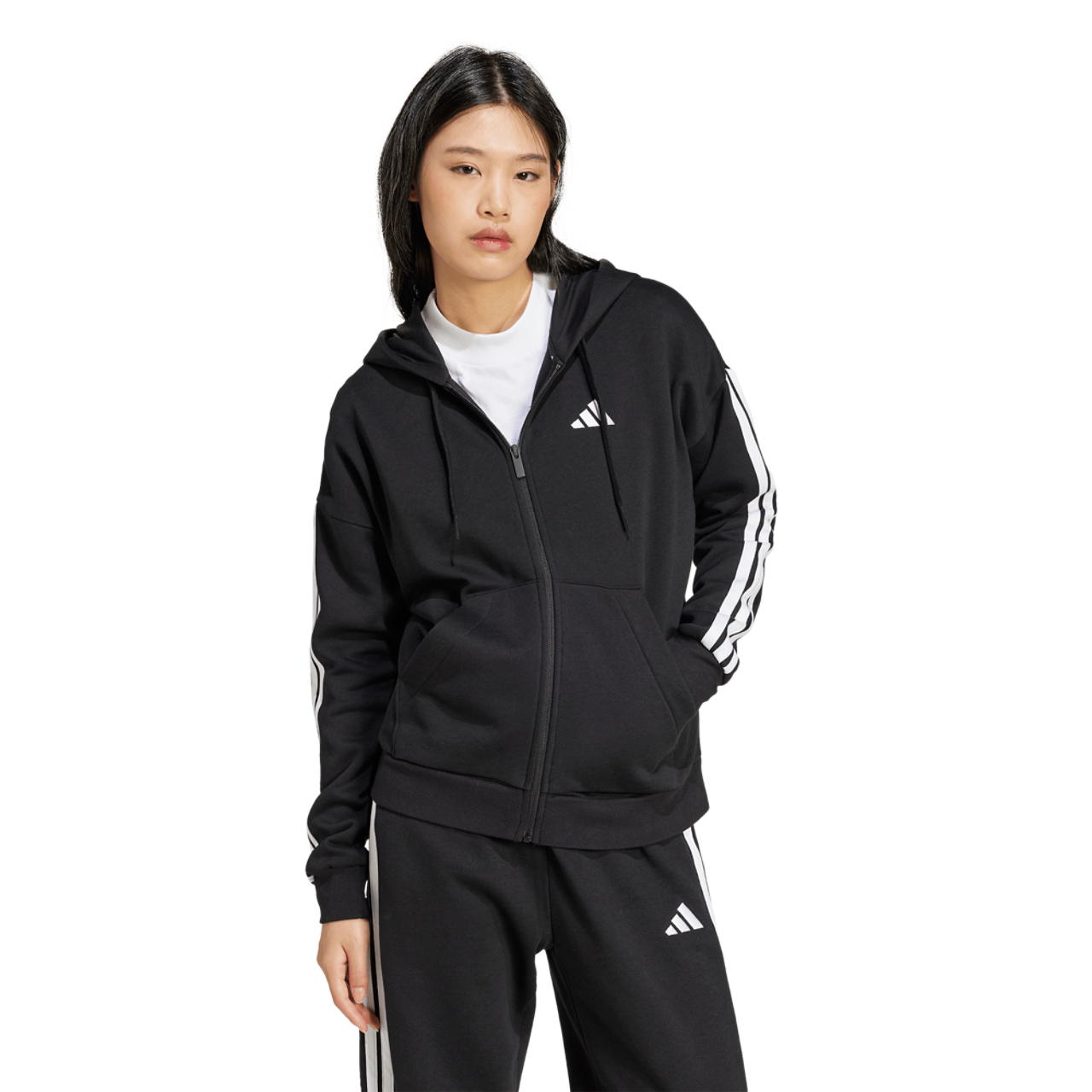adidas Essentials 3-Stripes Full-Zip Fleece Hoodie - Women's